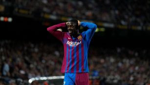 Ousmane Dembélé durante un partido con el Barça