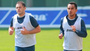 Rafael Baca y Pablo Aguilar durante un entrenamiento