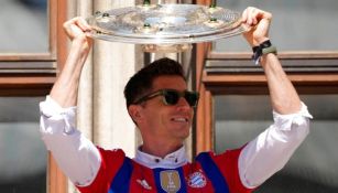 Robert Lewandowski celebrando un título de Bundesliga