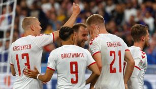 Dinamarca festejando gol ante Francia en la UEFA Nations League