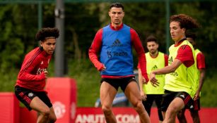 Cristiano Ronaldo durante entrenamiento con el United