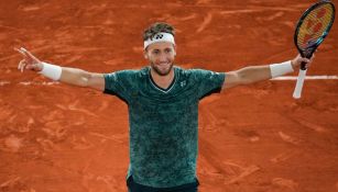 Casper Ruud reacciona durante Roland Garros