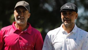 Pep Guardiola y Gabriel Batistuta durante el torneo de golf
