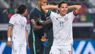 Lainez en un partido de la Selección Mexicana