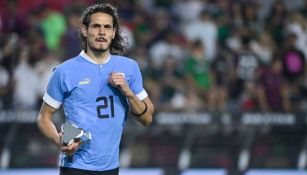 Edinson Cavani durante un partido de Uruguay