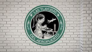 Guadalupe Piña y el logo de las Tlayudas