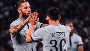 Sergio Ramos y Lionel Messi festejando un gol