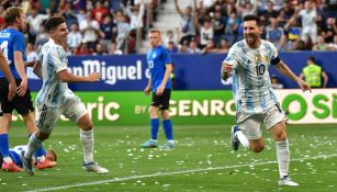 Messi festejando un gol con Argentina