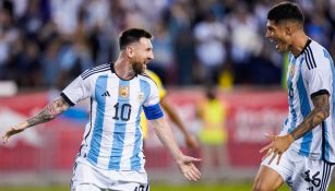 Messi en celebración de gol con Argentina