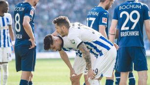 Jugadores del Hertha Berlín después del juego ante Bochum