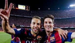 Leo Messi y Jordi Alba en el Camp Nou