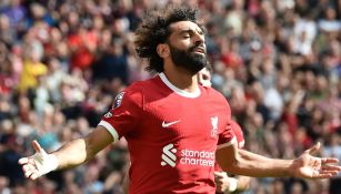 Mo Salah en celebración de gol con Liverpool