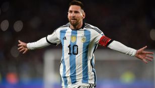 Messi en celebración de gol con Argentina