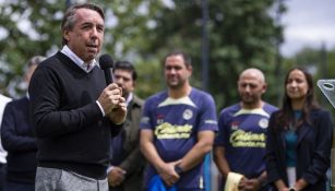 Emilio Azcárraga durante la ceremonia de la primera piedra en Coapa