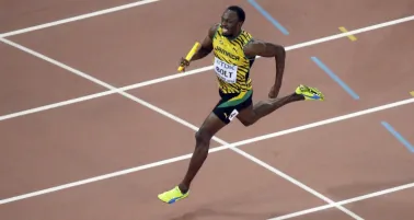 Bolt durante una competición en Jamaica