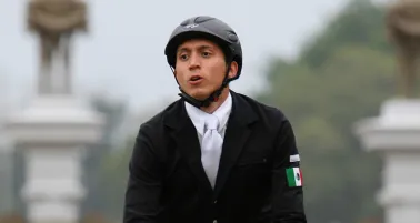 Ismael Hernández durante la prueba de equitación en pentatlón moderno