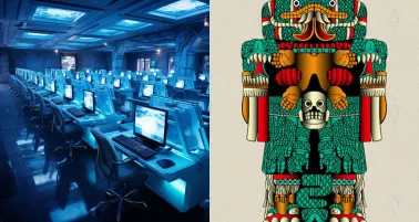 Su nombre está en náhuatl que significa: la que tiene su falda de serpientes.