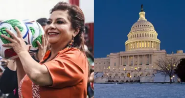 Clara Brugada aparece bajo la nieve en Washington rumbo al sorteo del Mundial 202