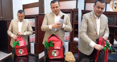 Diputado del PRI regala caguamas y botana a legisladores