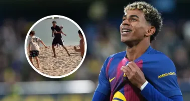 Lamine Yamal sorprende y se une a partido entre niños en las playas de Dubai