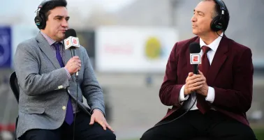 Pietrasanta (derecha) junto a Mario Carrillo en una cobertura