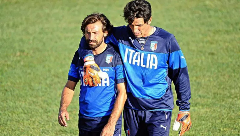 Pirlo y Buffon juntos en entrenamiento