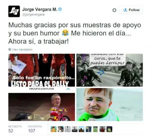 Tuit que publicó Jorge Vergara