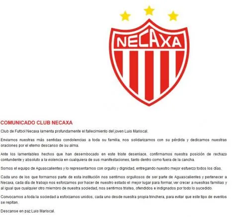 Comunicado del club