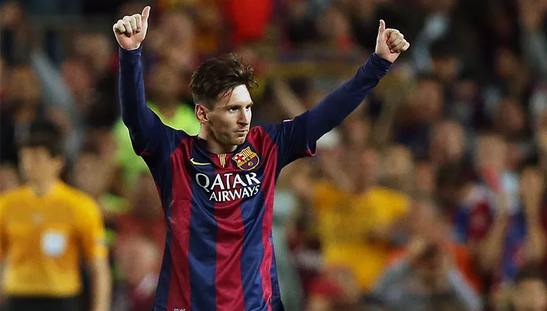 MEXSPORT Messi festeja un gol con Barcelona