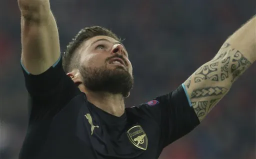 Olivier Giroud celebra un gol con Arsenal