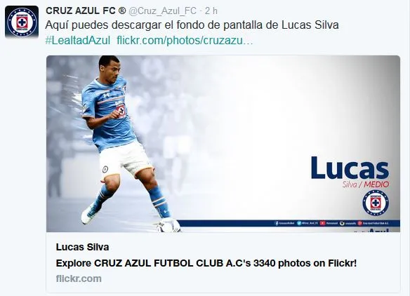 El tuit de Cruz Azul promocionando a Lucas Silva