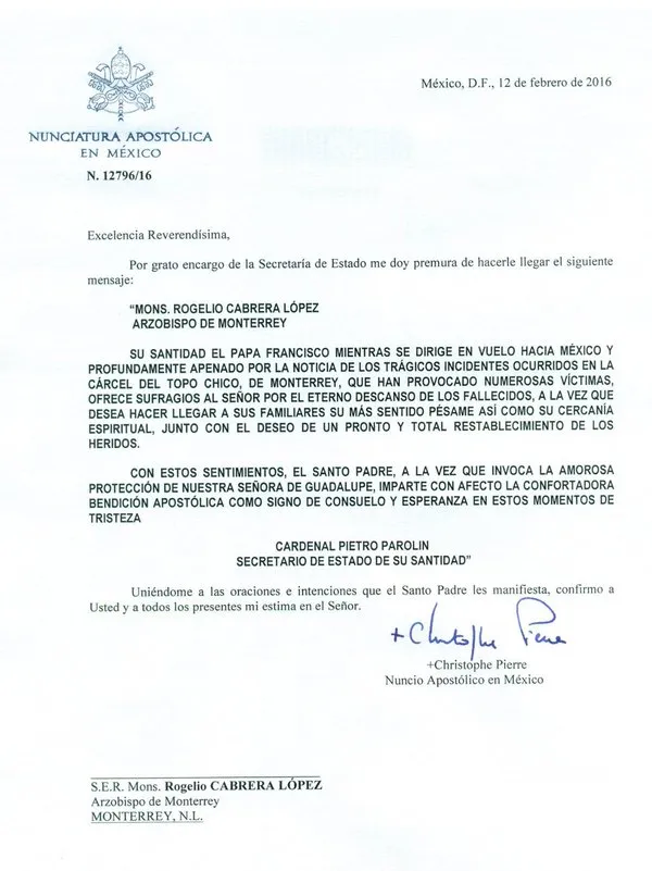 Estas fueron las palabras retomadas desde el Vaticano