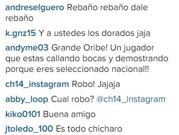 Comentario de Chicharito a la publicación de Oribe