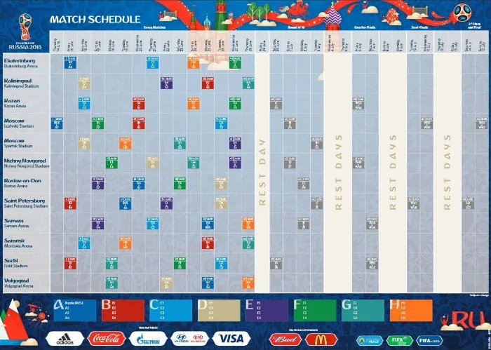 FIFA El calendario de partidos de Rusia 2018