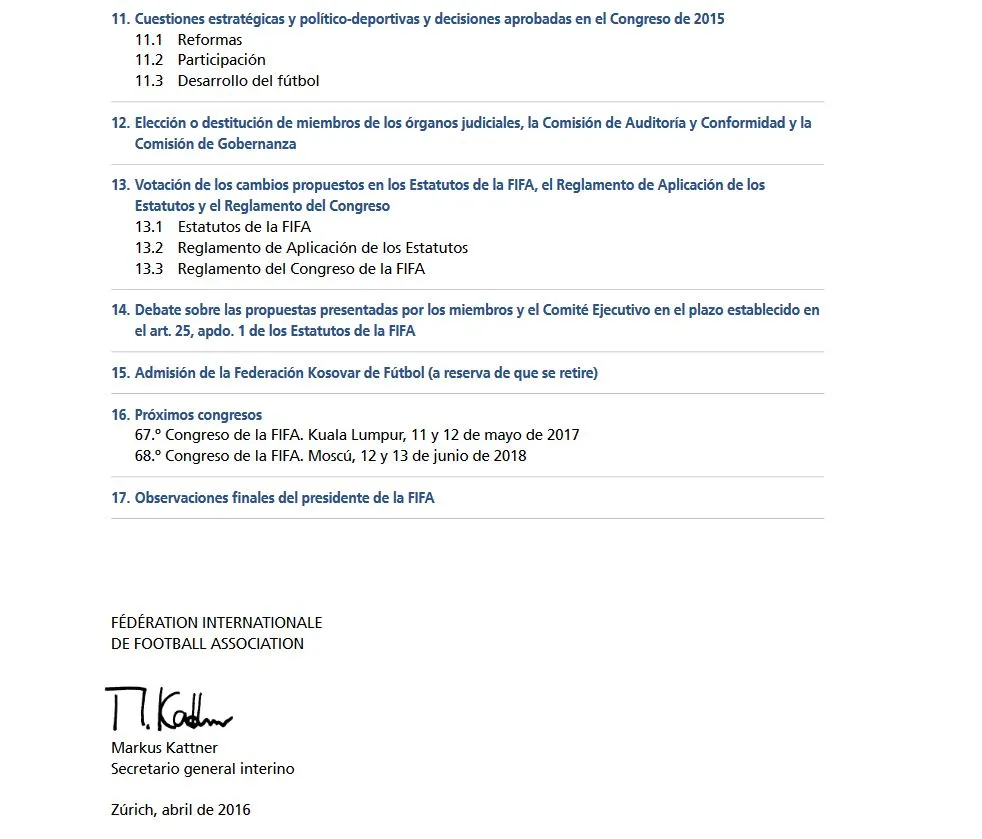 Las actividades del Congreso de FIFA