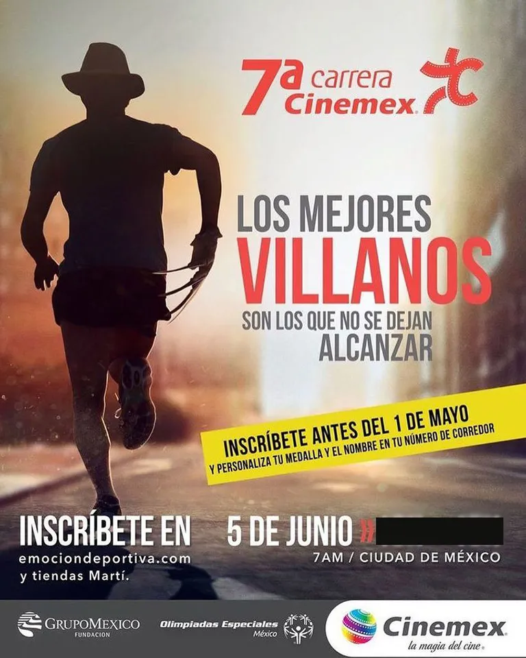 CINEMEX Imagen publicitaria de la Séptima Carrera Cinemex