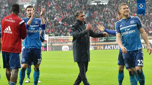 @HSV Jugadores del Hamburgo celebran tras un partido