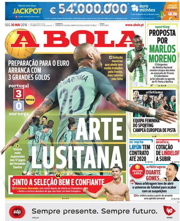 La portada del diario A Bola en donde anuncia la continuidad de Layún