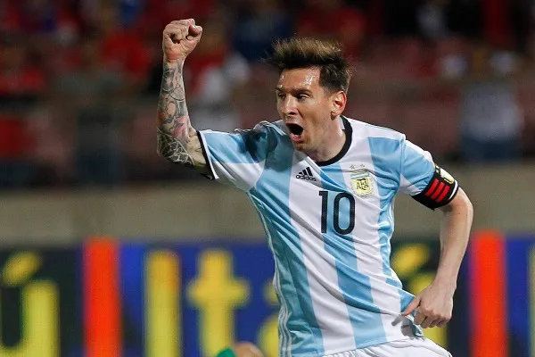 MEXSPORT Lionel Messi festejando un gol en las eliminatorias