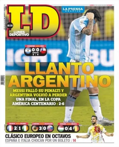 ESPECIAL Los tabloides reconocieron que Messi no pudo dar el giro de tuerca a su selección
