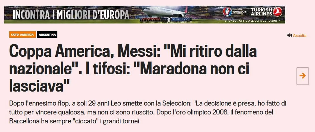 ESPECIAL En Italia, también se retomaron las declaraciones del astro argentino