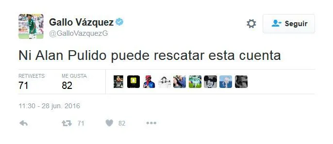 Tampoco Alan Pulido pudo salvarse de las burlas de la cuenta del futbolista