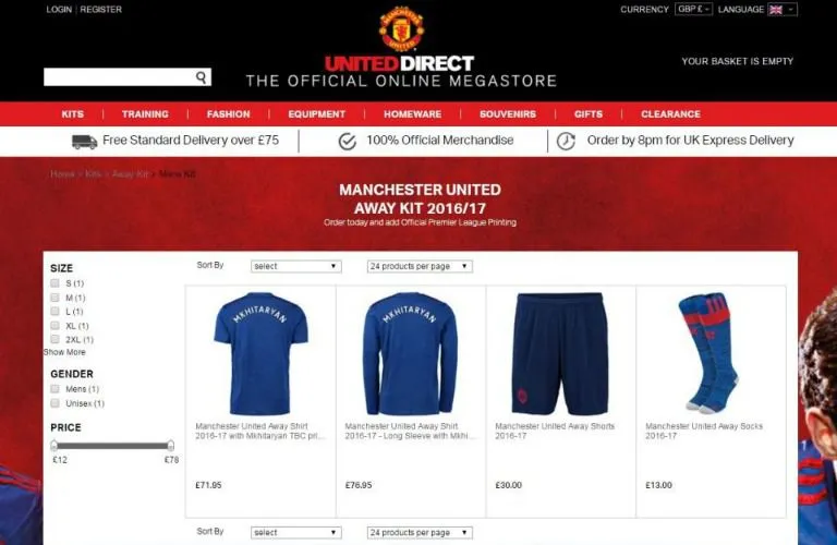 Artículos que se vendían en la tienda en línea