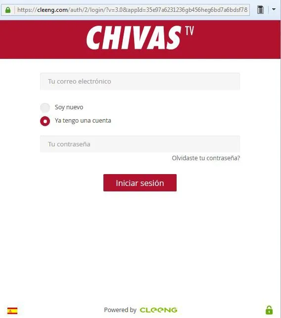 En esta sección puedes crear tu cuenta para Chivas TV