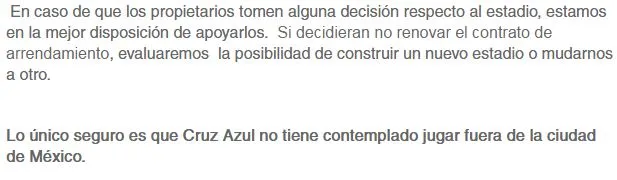 Comunicado Cruz Azul
