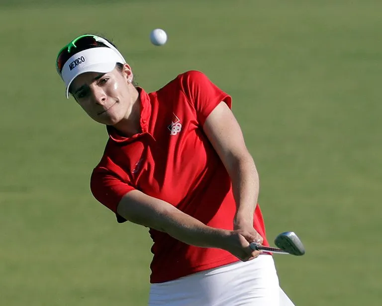 AP Gaby López, durante su participación en la primera ronda de golf en Río 2016