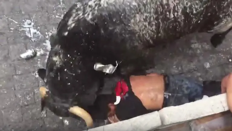 ESPECIAL Un joven recibe una cornada durante la Huamantlada