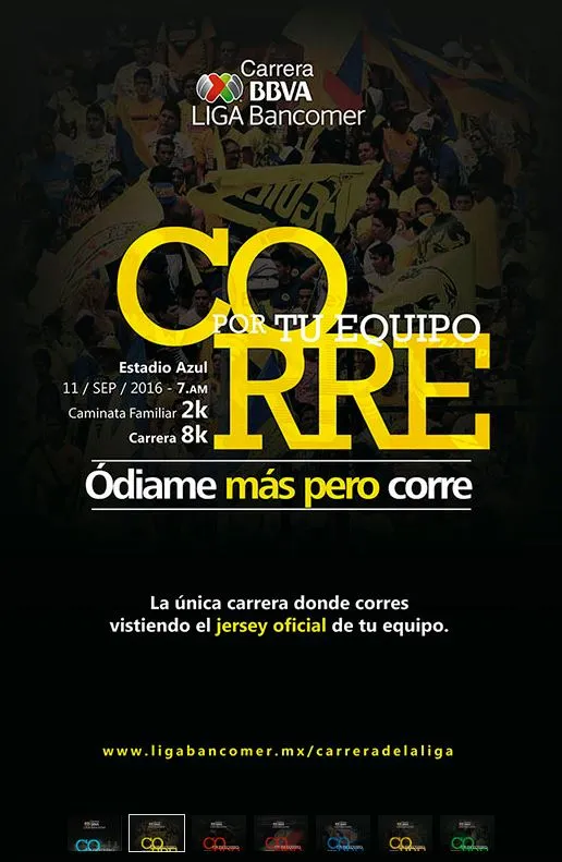 LIGA MX Cartel de publicidad del América para la carrera Liga Mx
