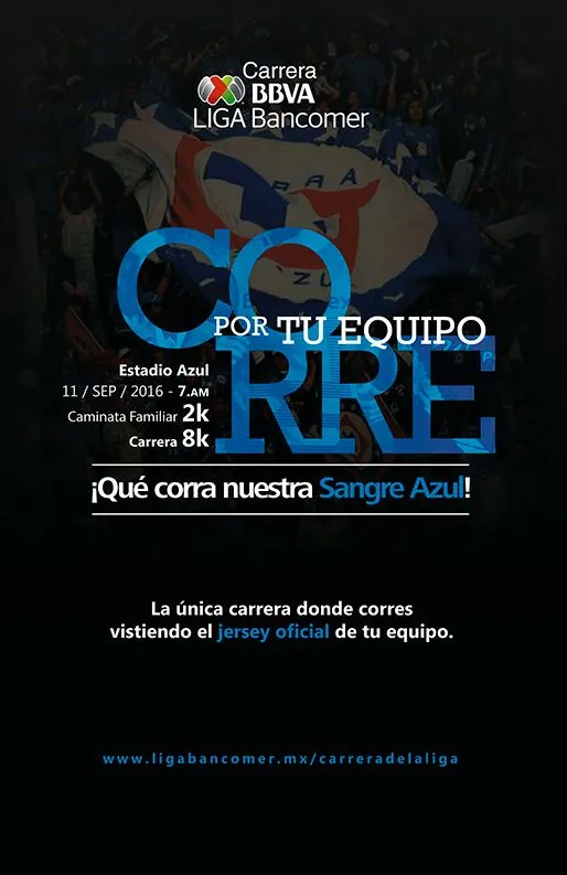 LIGA MX Cartel de publicidad de Cruz Azul para la carrera de la Liga Mx