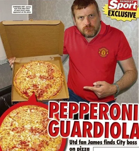 ESPECIAL La pizza con la cara del entrenador del Manchester City